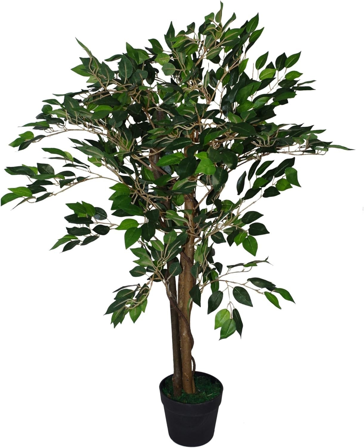 90cm Artificial Ficus Tree Dark Green Indoor Decorative Plant in Pot Home Garden