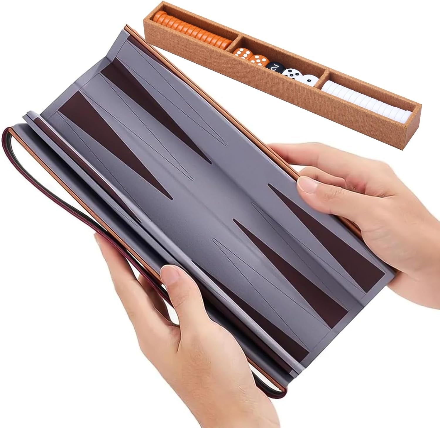 Travel Backgammon Set Solid Wood Folding Board Portable Strategy Game