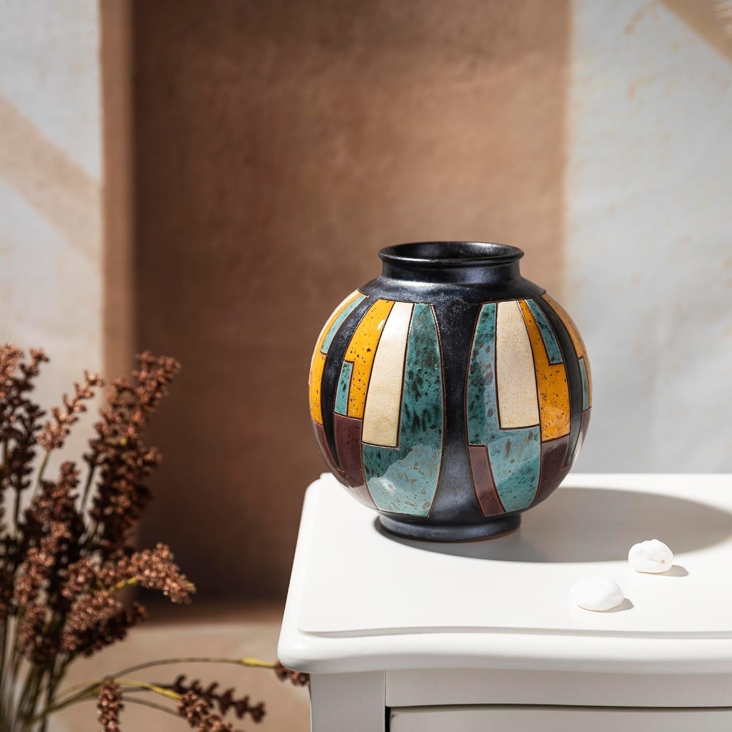 Handmade Ceramic Flower Vase 16cm Artisan Glazed Decorative Pottery