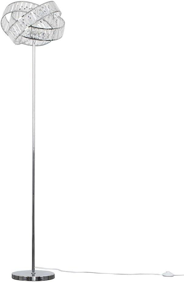 Modern Chrome Floor Lamp with Clear Acrylic Jewel Rings & Foot Switch