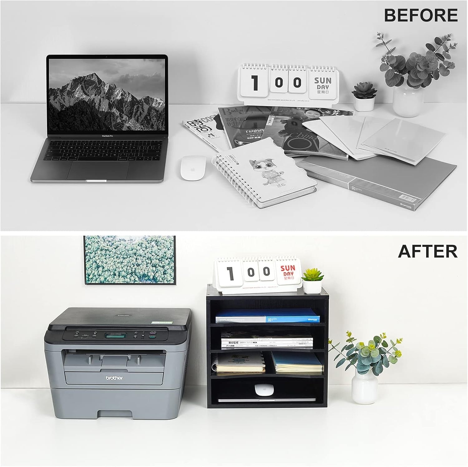 4-Tier Black Desk Paper Tray Organizer for Files, Letters & Documents