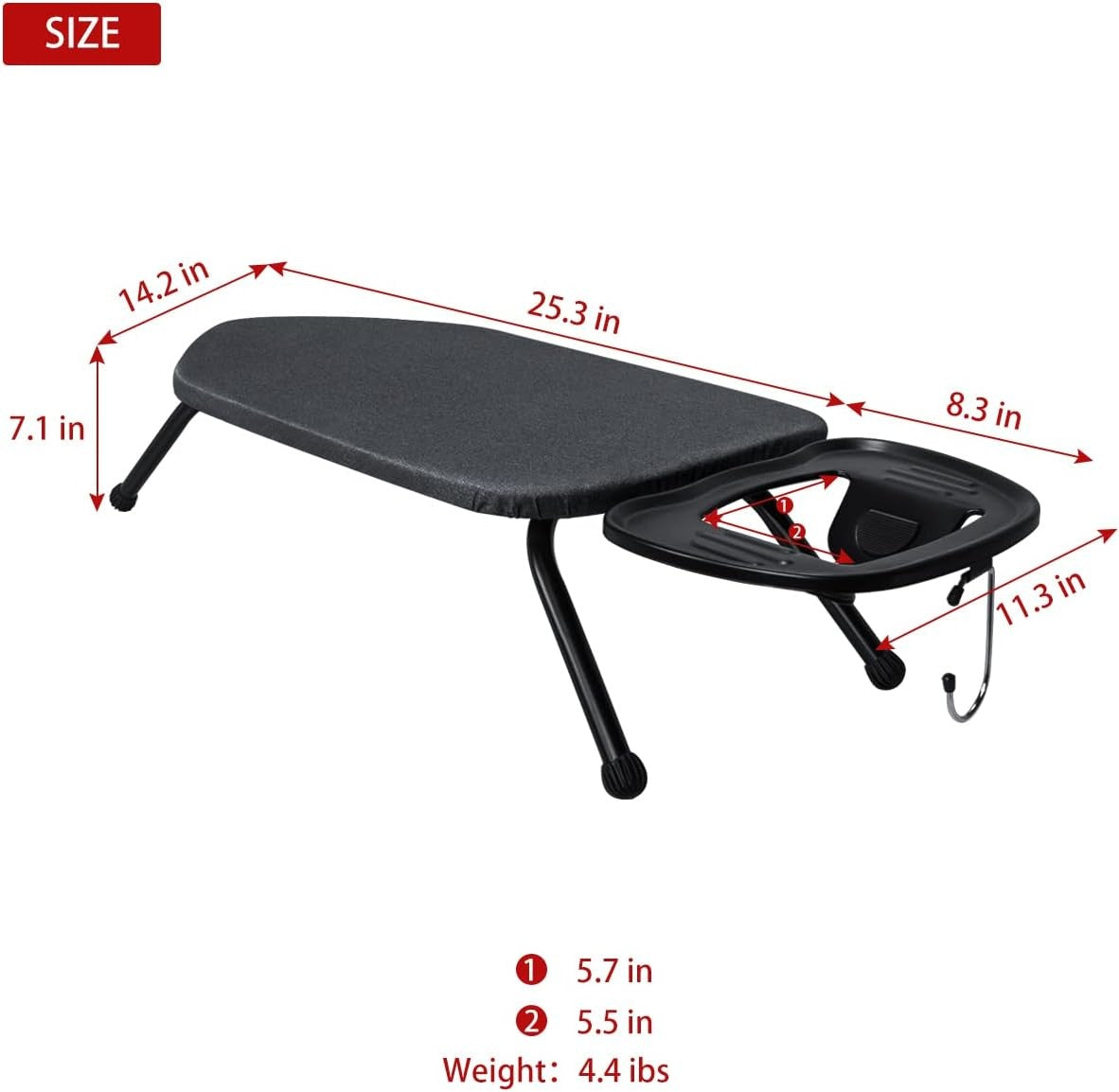 Tabletop Ironing Board 36x64cm Foldable Padded with Iron Rest