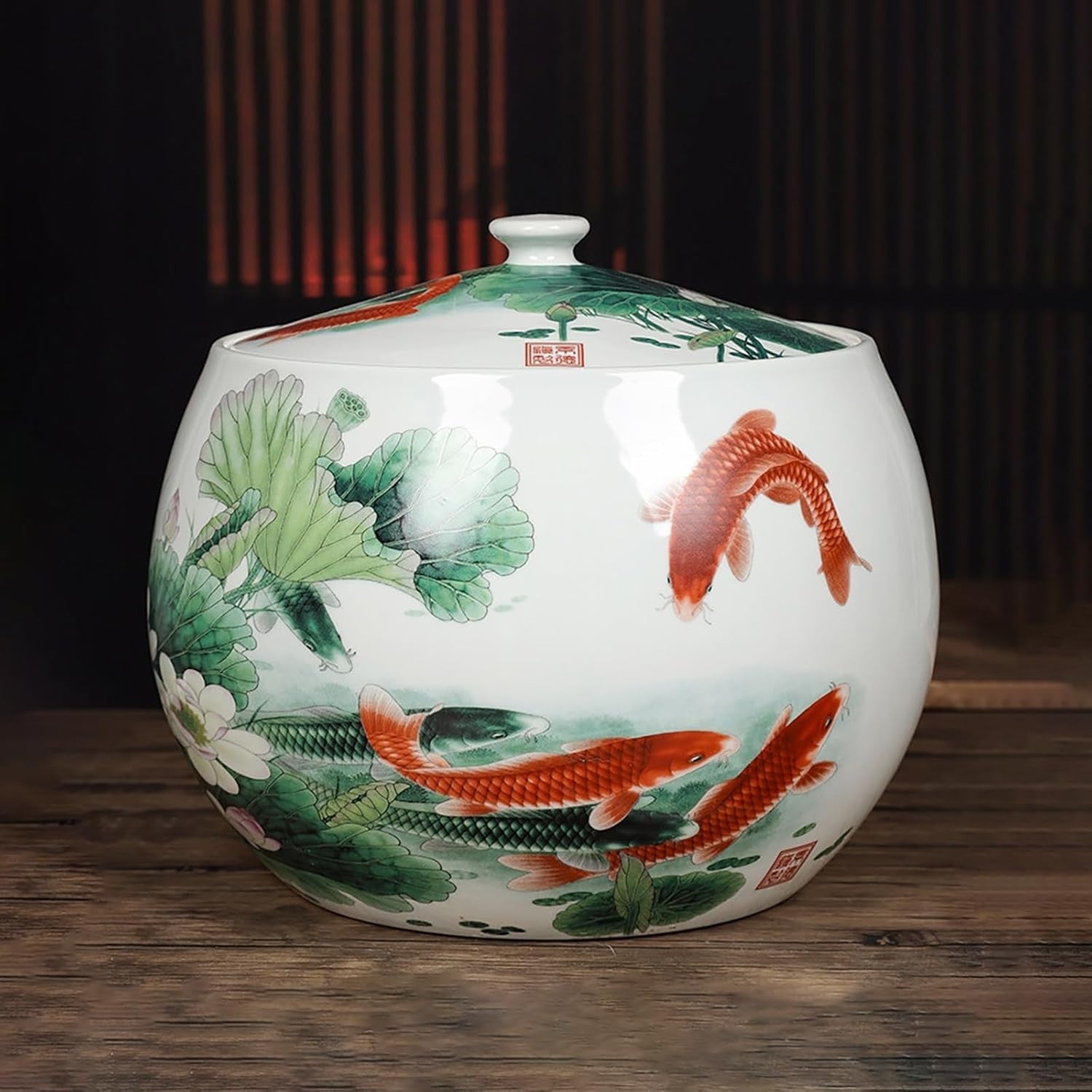 10KG Ceramic Rice Container Airtight Food Storage Jar with Lid