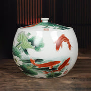 10KG Ceramic Rice Container Airtight Food Storage Jar with Lid