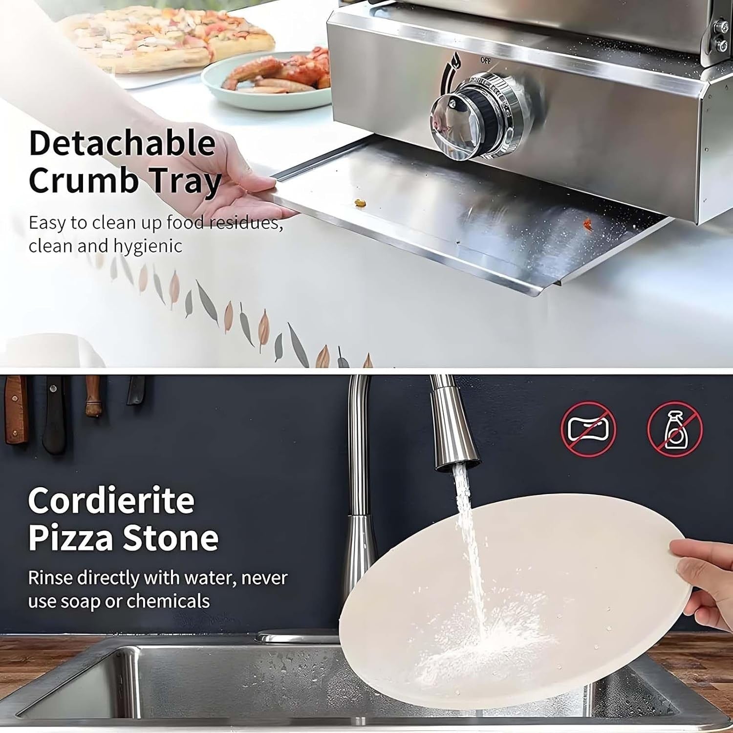 Stainless Steel Gas Pizza Oven | Outdoor BBQ Grill with Thermometer & Tray