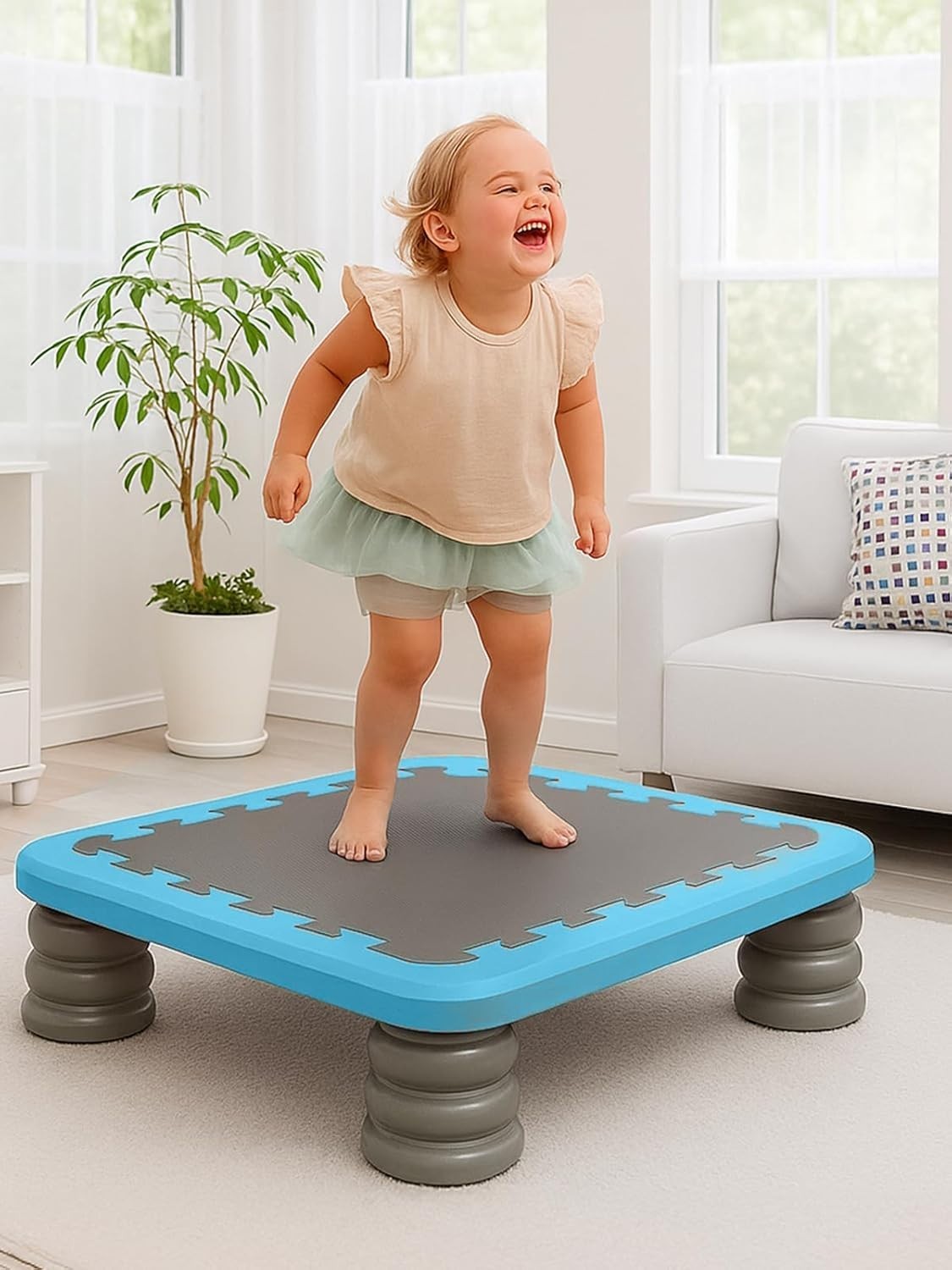 Kids Indoor Trampoline Board Sensory Toy Safe Mini Jump Pad 80KG