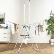 Clothes Airer X Wing Dryer Rack with Hanging Rail Folding Large Indoor Outdoor