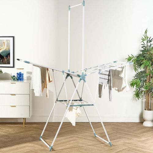 Clothes Airer X Wing Dryer Rack with Hanging Rail Folding Large Indoor Outdoor