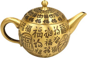 Brass Chinese Teapot Ornament Feng Shui Table Decor Good Luck Statue