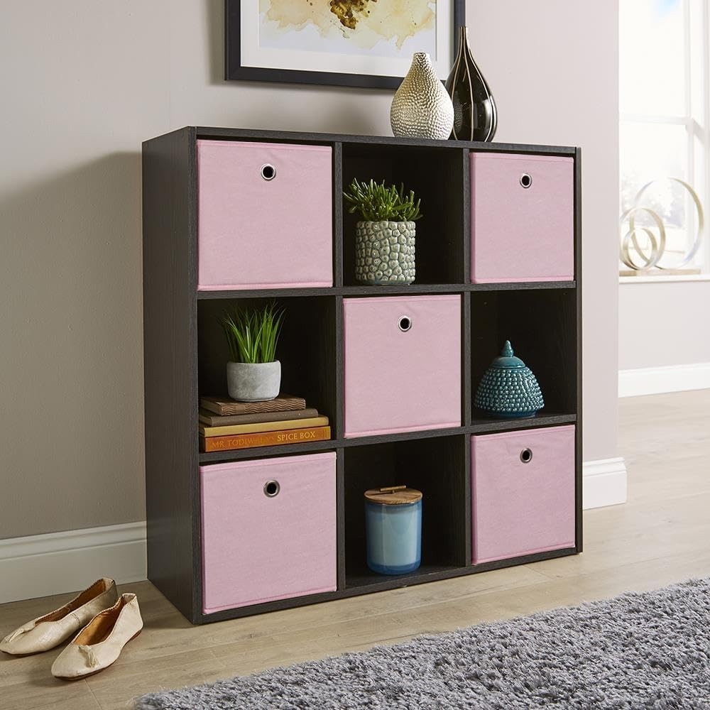 9 Cube Storage Shelf Black Wooden Bookcase Display Unit 90cm