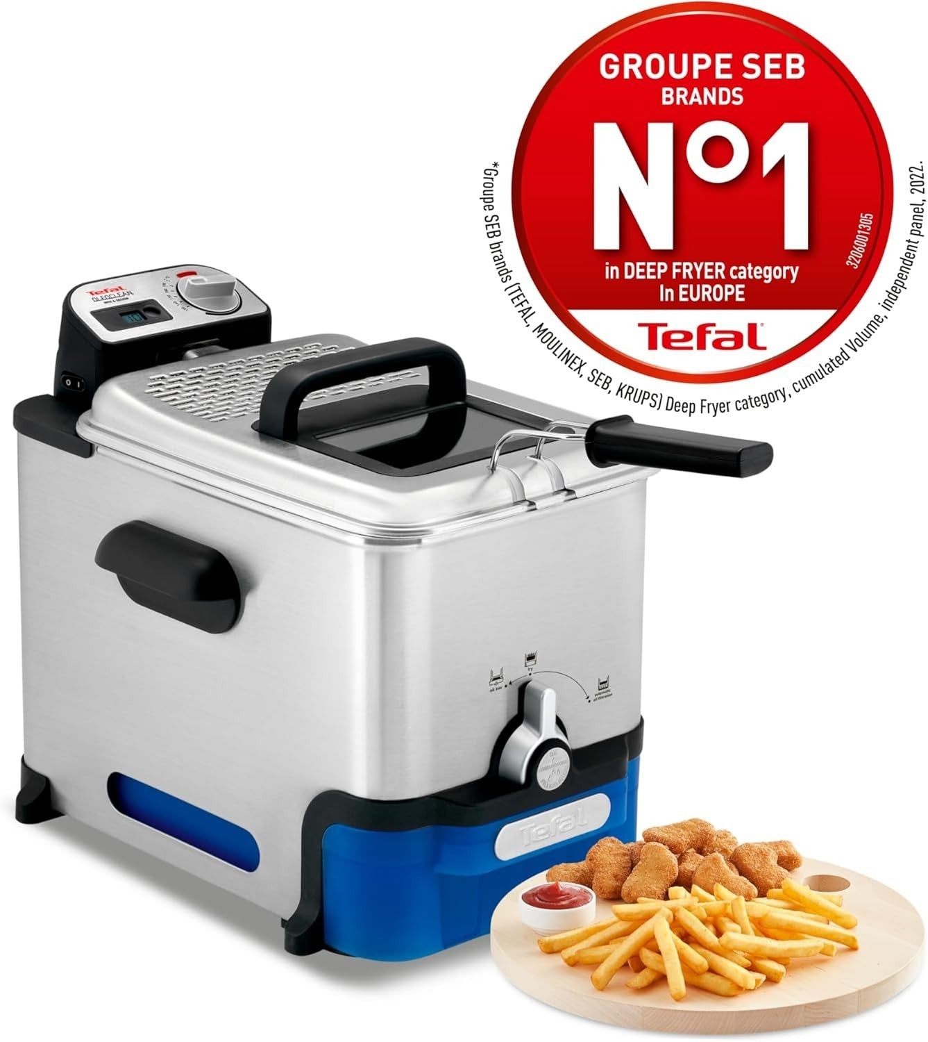 3.5L Deep Fryer 2300W Oil Filtration Storage Box Easy Clean 6 Portions
