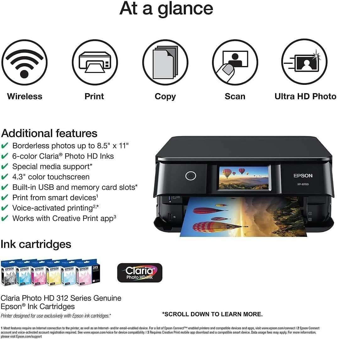 Wireless All-in-One Photo Printer | 6-Color Claria HD, 4.3" Touchscreen