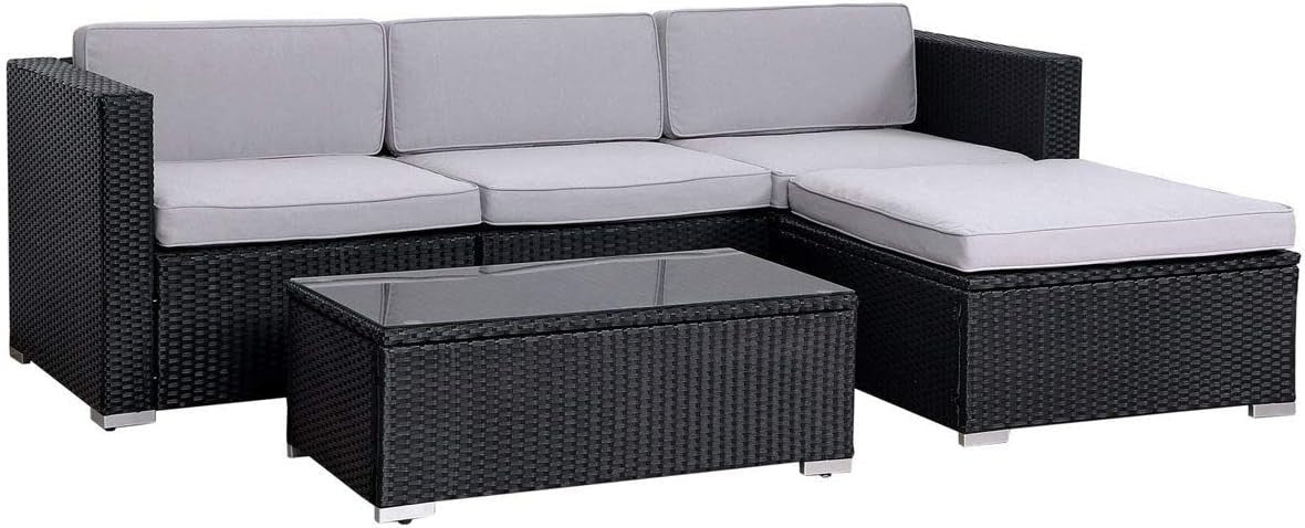 Outdoor Rattan Garden Sofa Set 5-Piece Patio Lounge Furniture with Cushions