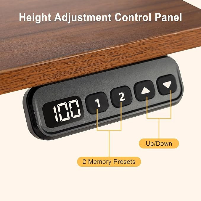Electric Overbed Laptop Desk Walnut Top Height Adjustable Rolling Table