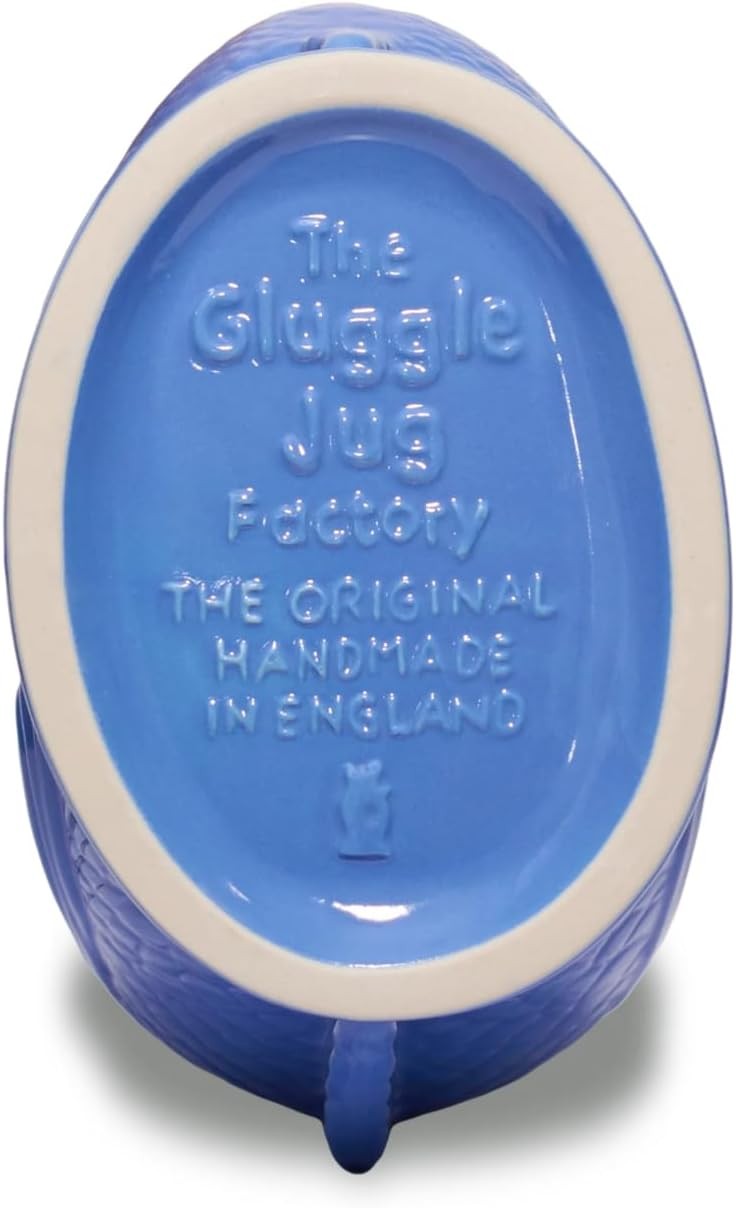 Sea Blue Gluggle Jug XL 1.4L – Ceramic Fish Pitcher, Water & Wine Decanter