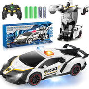 Transforming RC Police Car Robot Toy – Remote Control Car for Kids 3-8