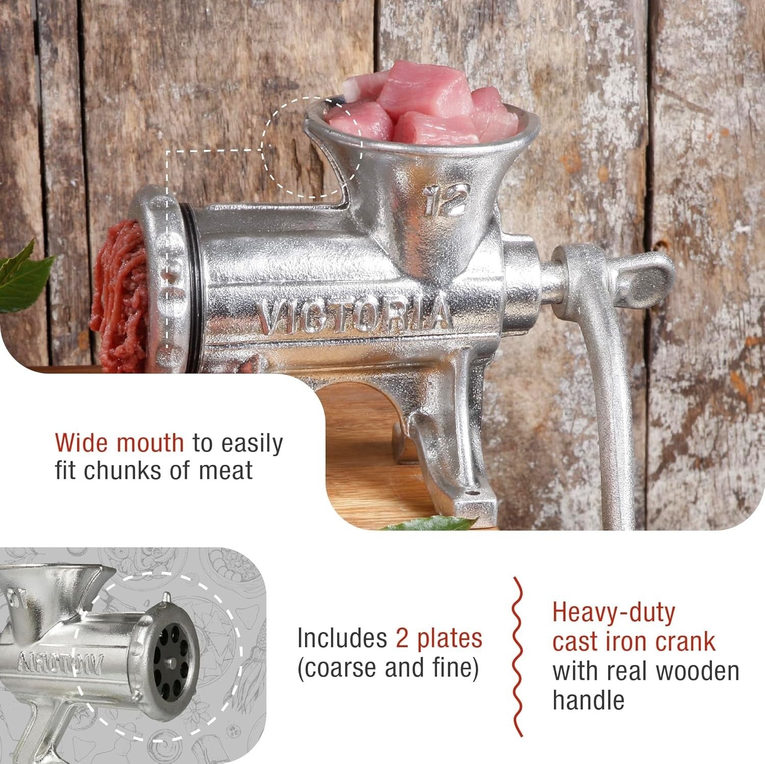 No 12 Cast Iron Meat Grinder Sausage Stuffer Manual Mincer Black