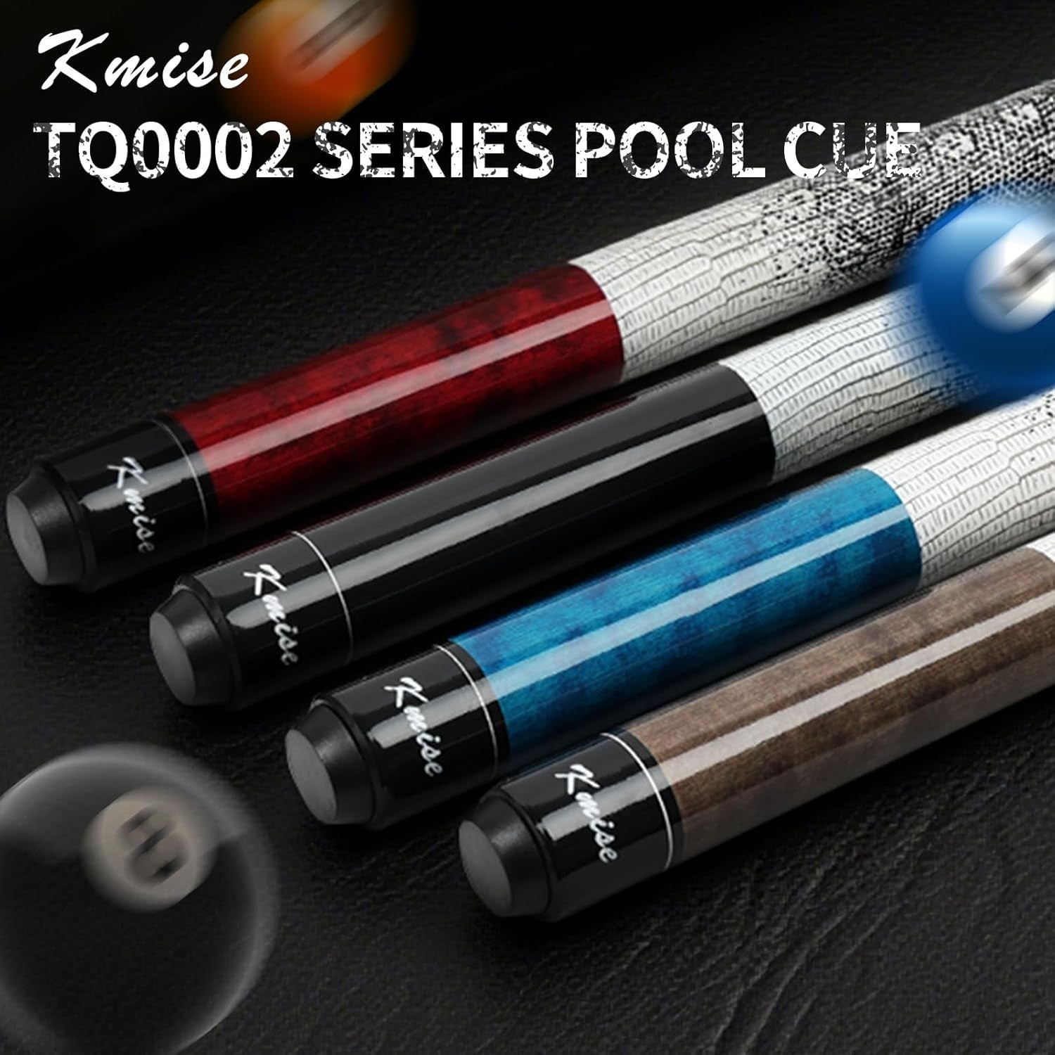 58in Low Deflection Pool Cue Maple Shaft 13mm Tip 3D Grip 19oz