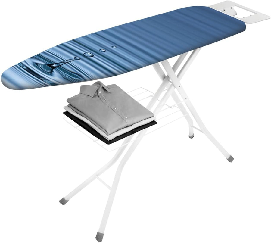 Large Adjustable Ironing Board with Iron Rest & Linen Shelf Heavy Duty