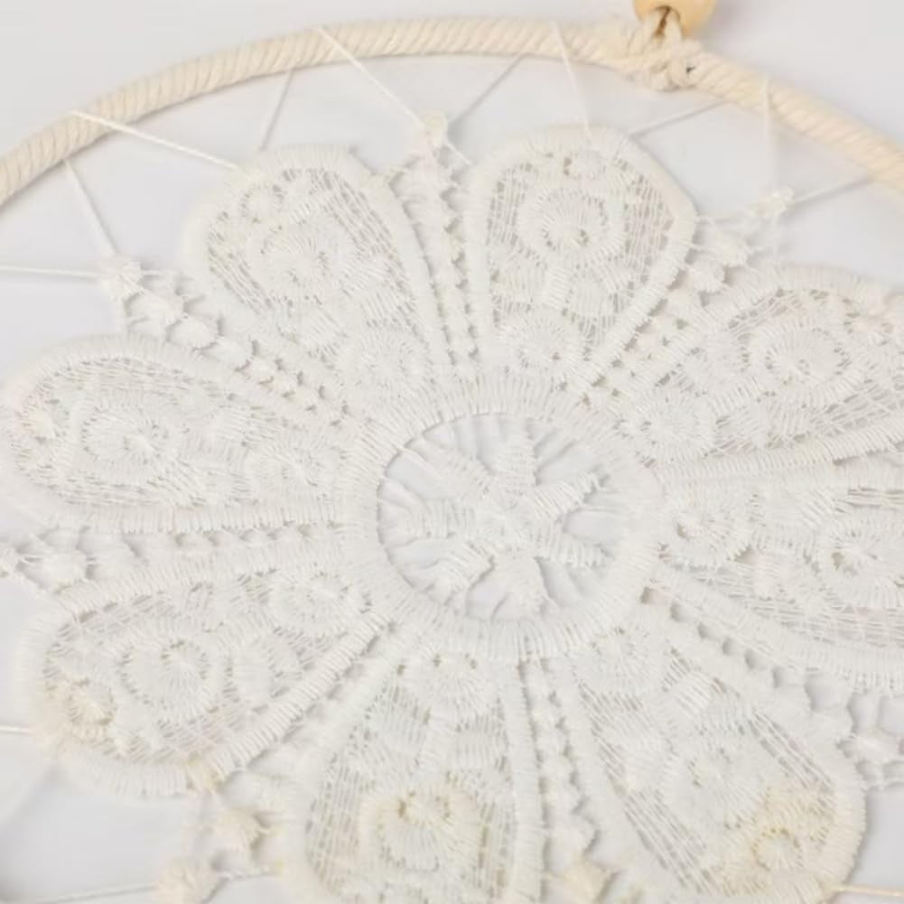 Boho Macrame Dream Catcher Wall Hanging – Cotton Tassel Decor