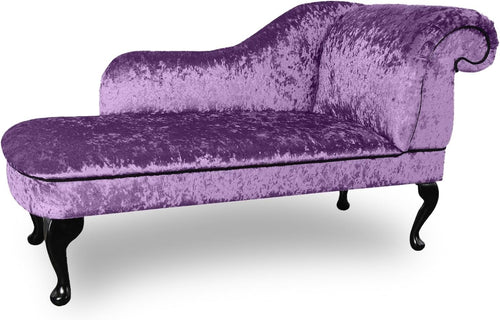 Shimmer Velvet Chaise Lounge Sofa Right Hand – Grape, UK Handmade