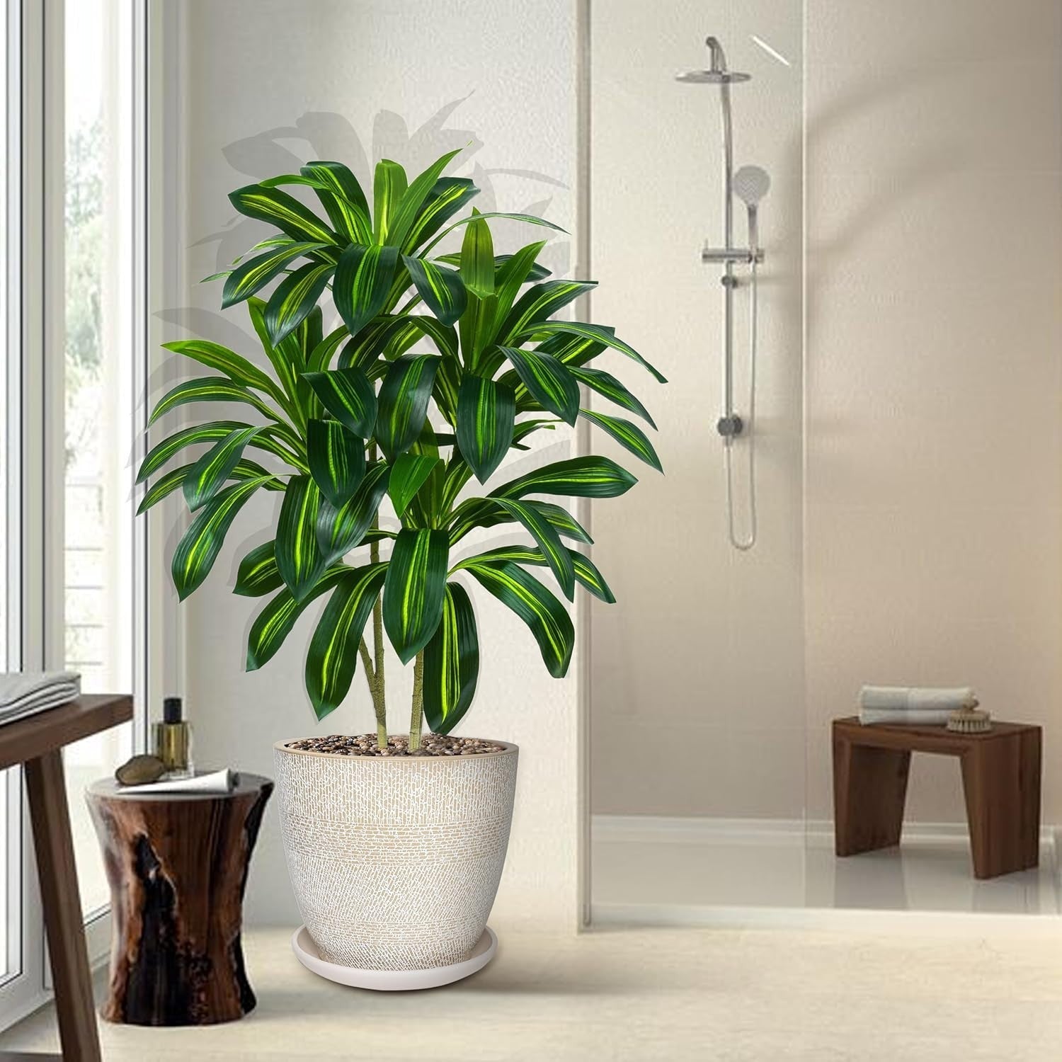 2PCS 120cm Dracaena Artificial Trees in Pots Lifelike Indoor Home Decoration