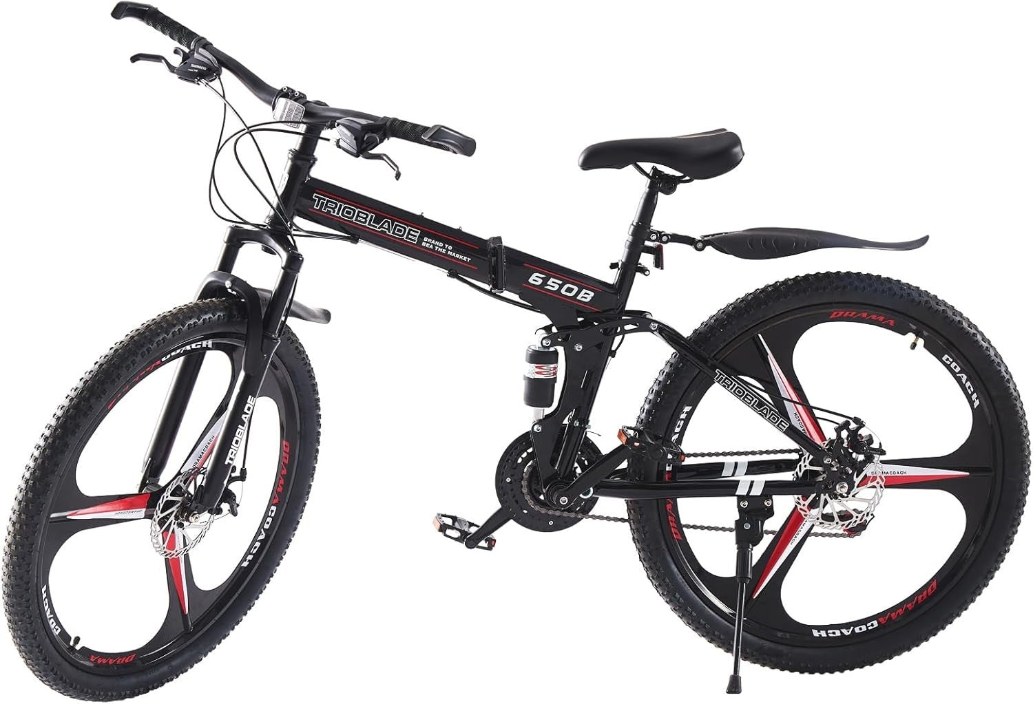 Foldable 27.5" Mountain Bike Dual Suspension 21-Speed 3-Spoke Wheels