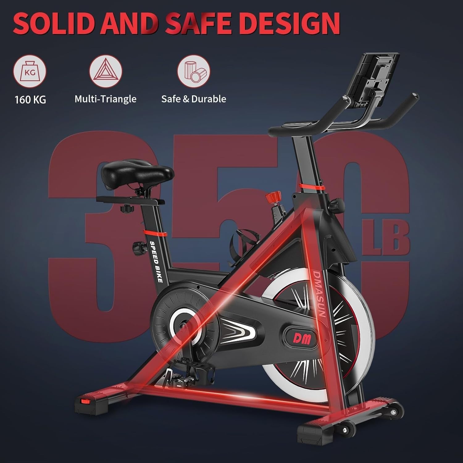 Quiet Magnetic Exercise Bike w/ LCD, Tablet Holder, Heavy Flywheel & 350lb Cap