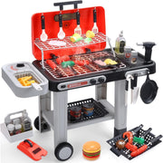 Kids BBQ Grill Toy Set w/ Lights Sounds Mist Spray Red Kitchen