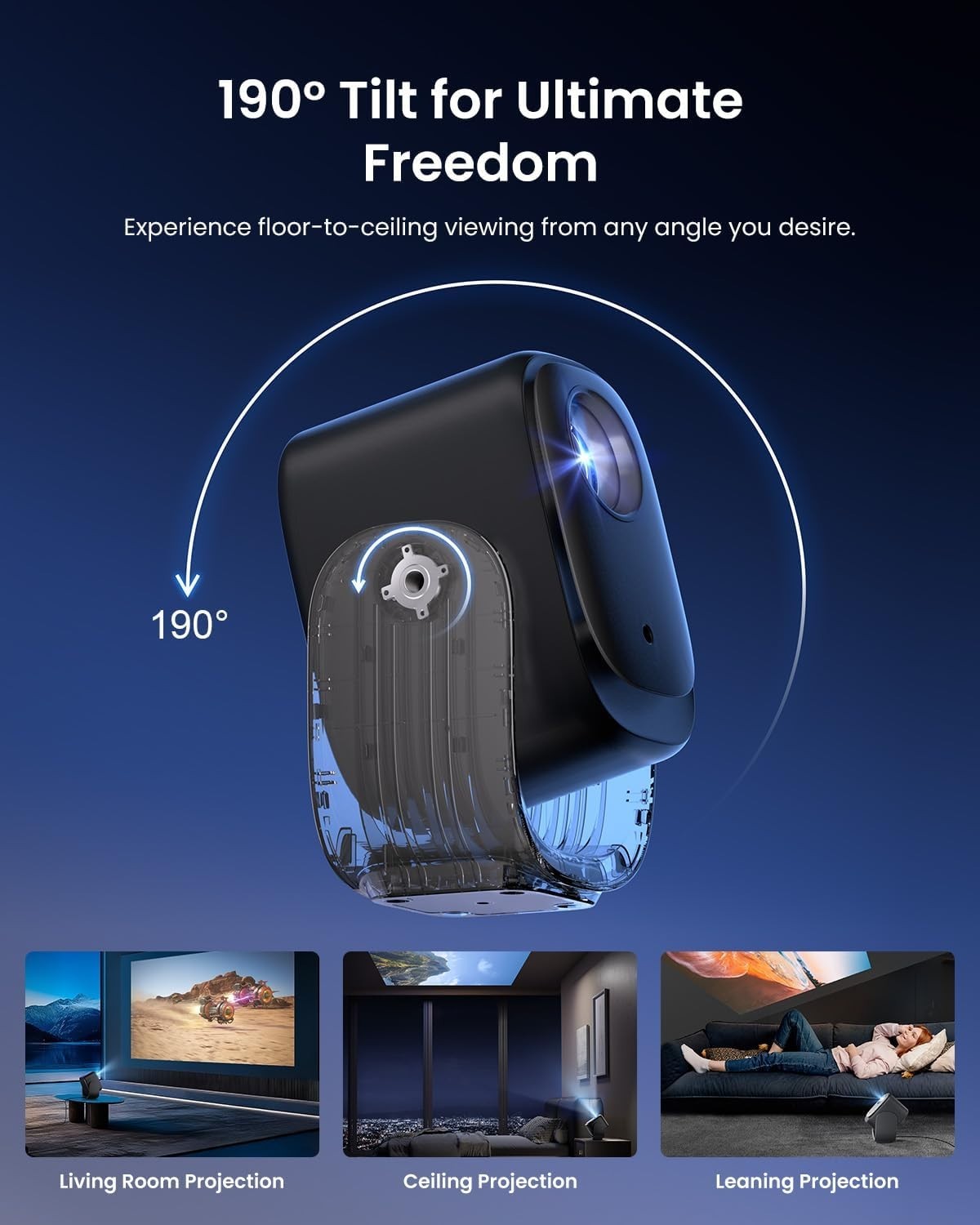 1080P Smart Mini Projector Netflix WiFi Bluetooth Stand Portable