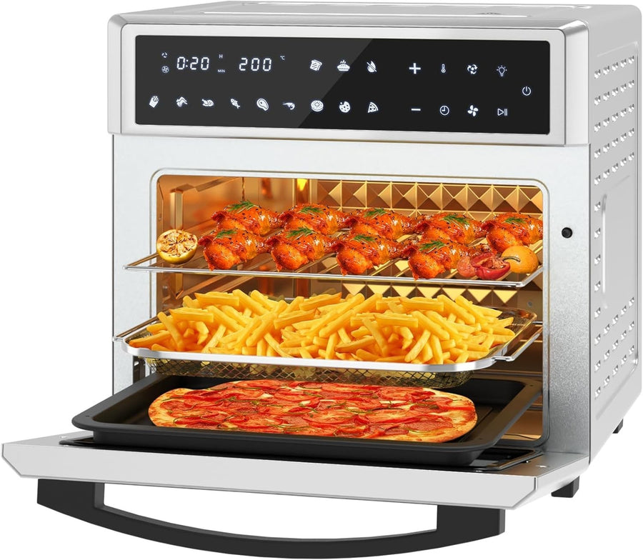 26L Air Fryer Oven Rotisserie 12-in-1 Touch LED 1700W Window 7 Accessories