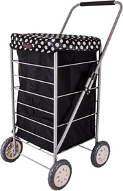 4-Wheel Shopping Trolley with Fixed Handle, Large 63L Polyester Bag