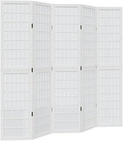 White 5 Panel Folding Room Divider 175x180cm Wooden Privacy Partition Screen