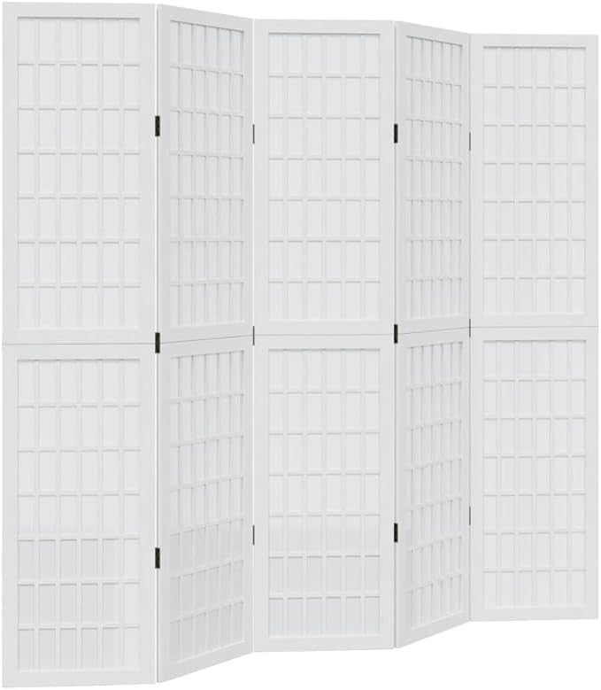 White 5 Panel Folding Room Divider 175x180cm Wooden Privacy Partition Screen
