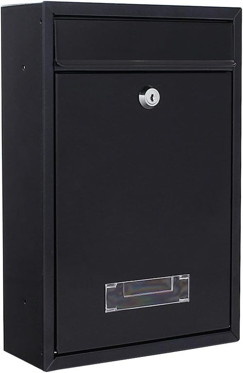 Lockable Steel Wall Mount Mailbox Weatherproof Drop Box 320x215x90mm Secure Post