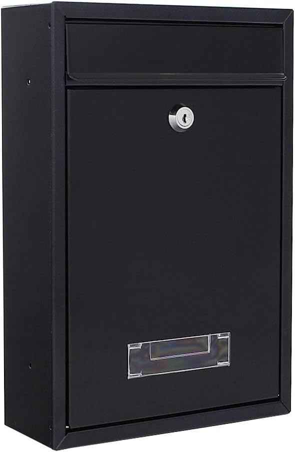 Lockable Steel Wall Mount Mailbox Weatherproof Drop Box 320x215x90mm Secure Post