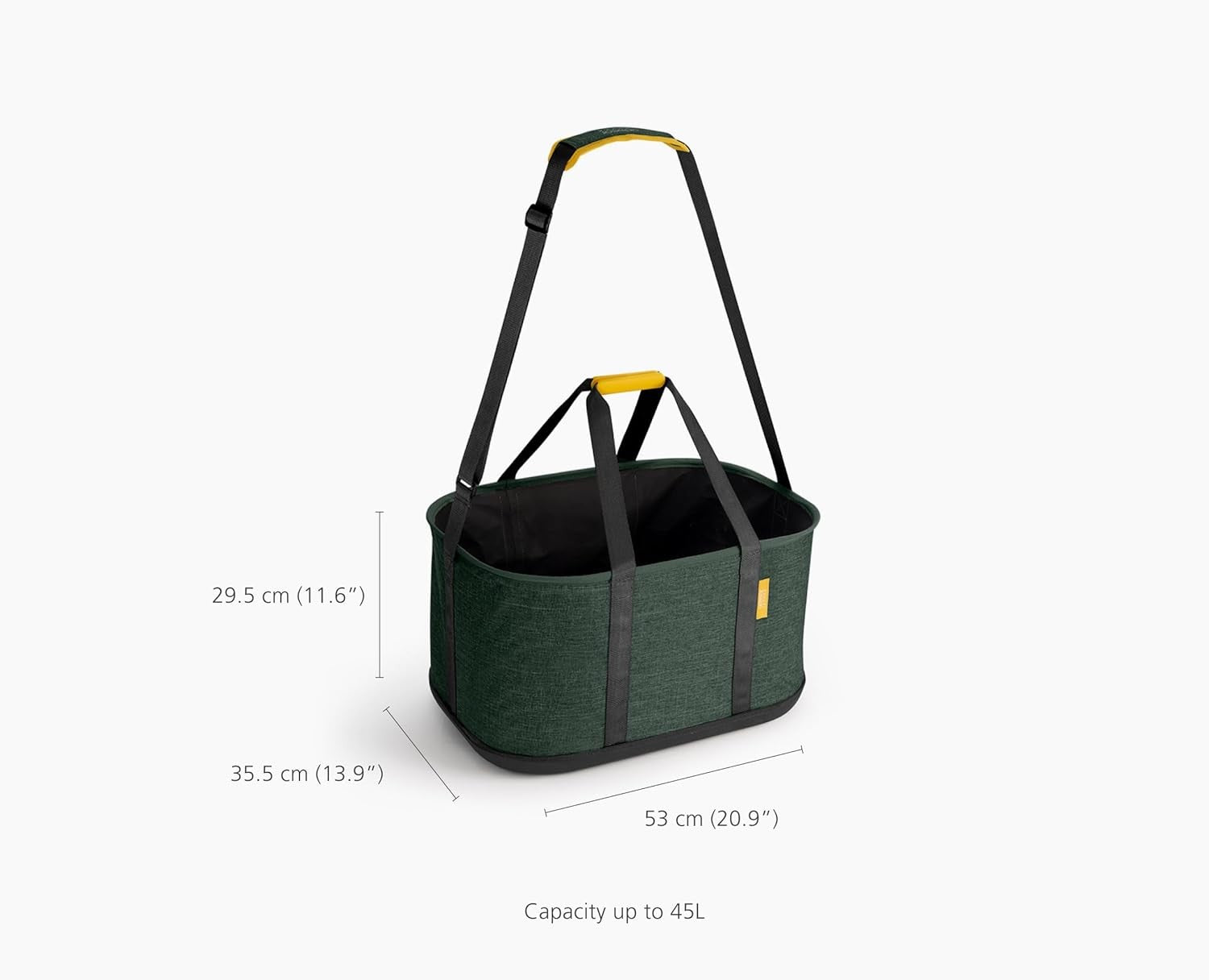 45L Collapsible Laundry Basket with Shoulder Strap Waterproof Base Green Tote