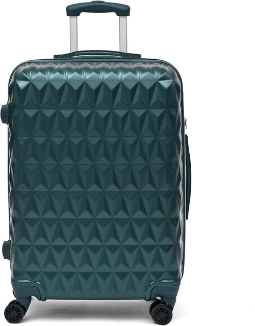 24 Inch Medium Hard Shell Suitcase 4 Spinner Wheels ABS Lock Dark Green