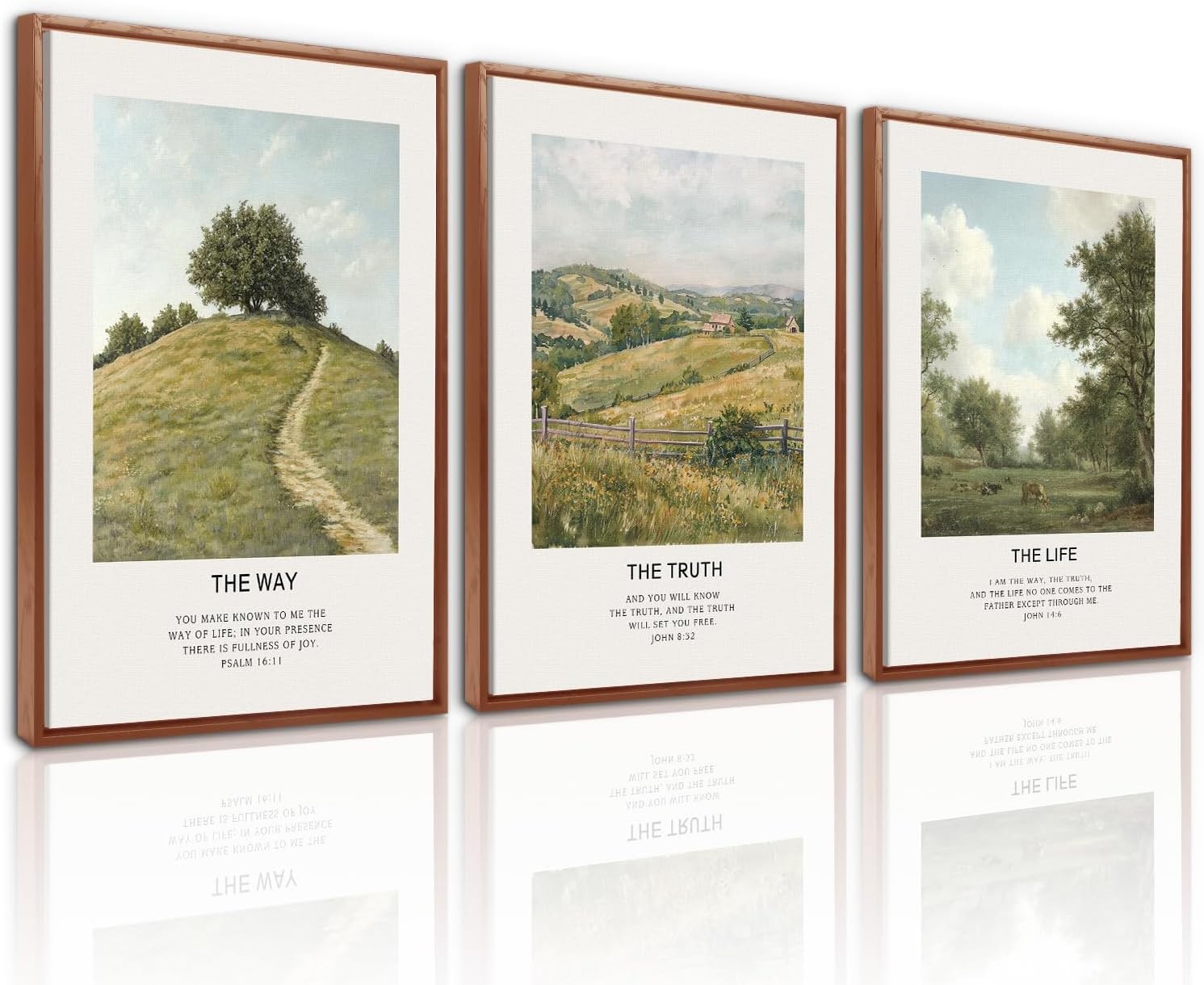 Christian Bible Verse Wall Art 3 Panel Framed Canvas 30x40cm
