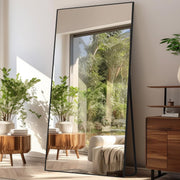 Oversized Full Length Floor Mirror 192x85cm Black Frame Modern Design