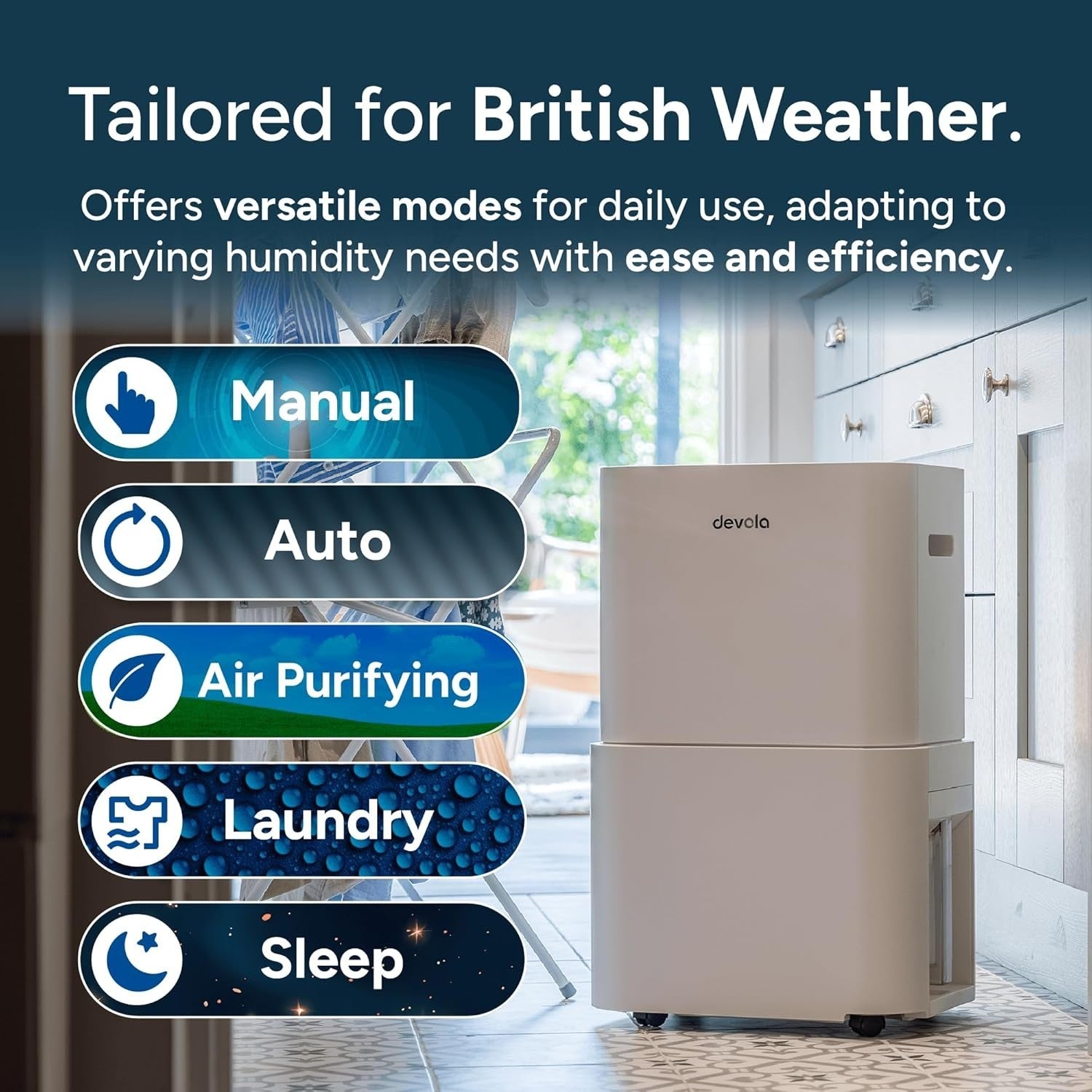 20L Dehumidifier Air Purifier HEPA PM2.5 UV Ioniser Quiet Home