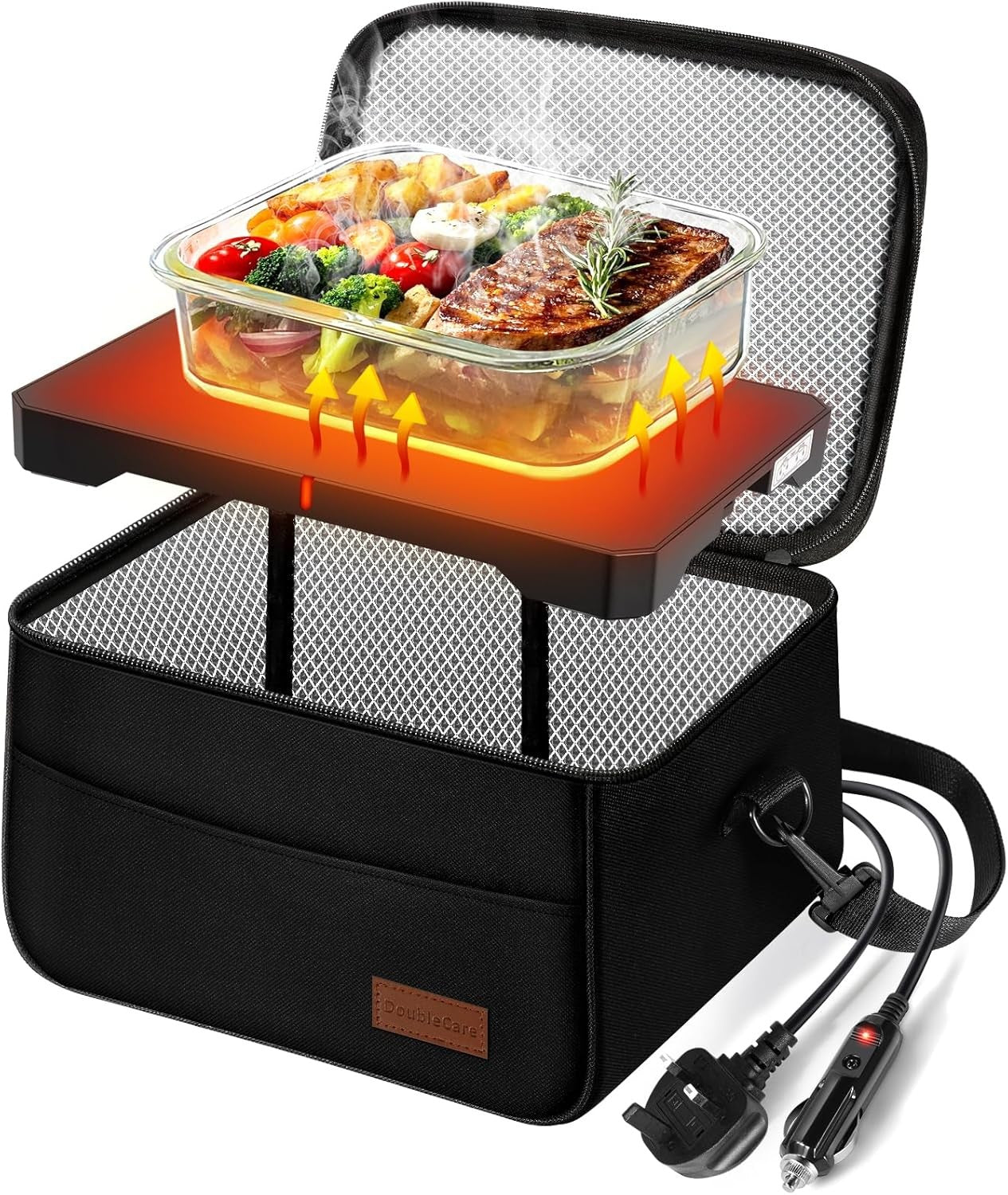DoubleCare Portable Microwave 3-in-1 Car Lunch Box Food Heater