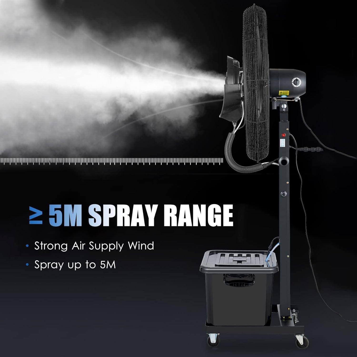 80cm Industrial Misting Fan – 43L Tank 3-Speed Outdoor Cooling Pedestal Metal