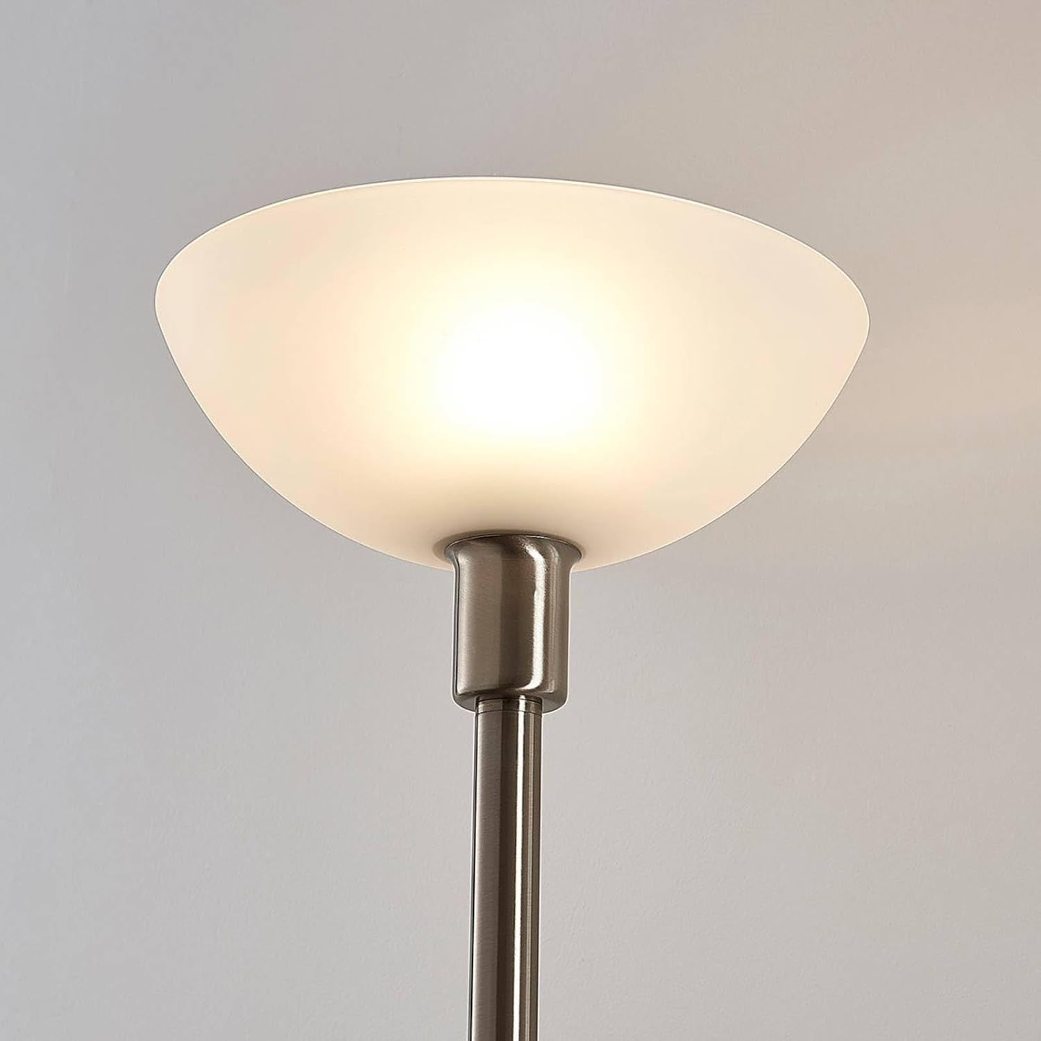 Silver Uplighter Floor Lamp with Reading Light Satin Nickel Frosted Glass