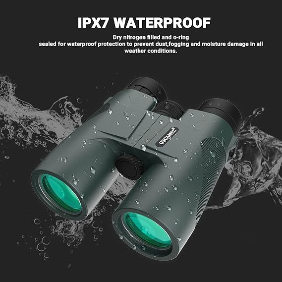 10x42 Waterproof HD Binoculars with Wide View & FMC Lens for Travel & Bird Watch