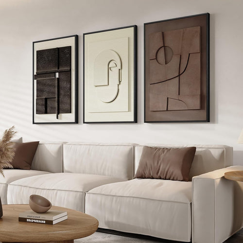 3D Textured Wall Art Set 3pc 16x24in Framed Abstract