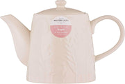 Ceramic Teapot 800ml Embossed Floral Stoneware Tea Pot Cream