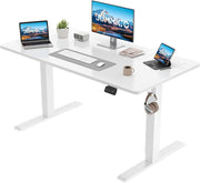 Electric Standing Desk 140x60cm Adjustable Sit Stand Table with Memory – White