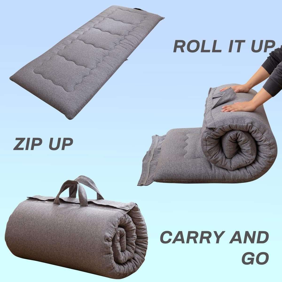 High-Density Foldable Futon Mattress Single Bed Floor Sofa Guest Pad