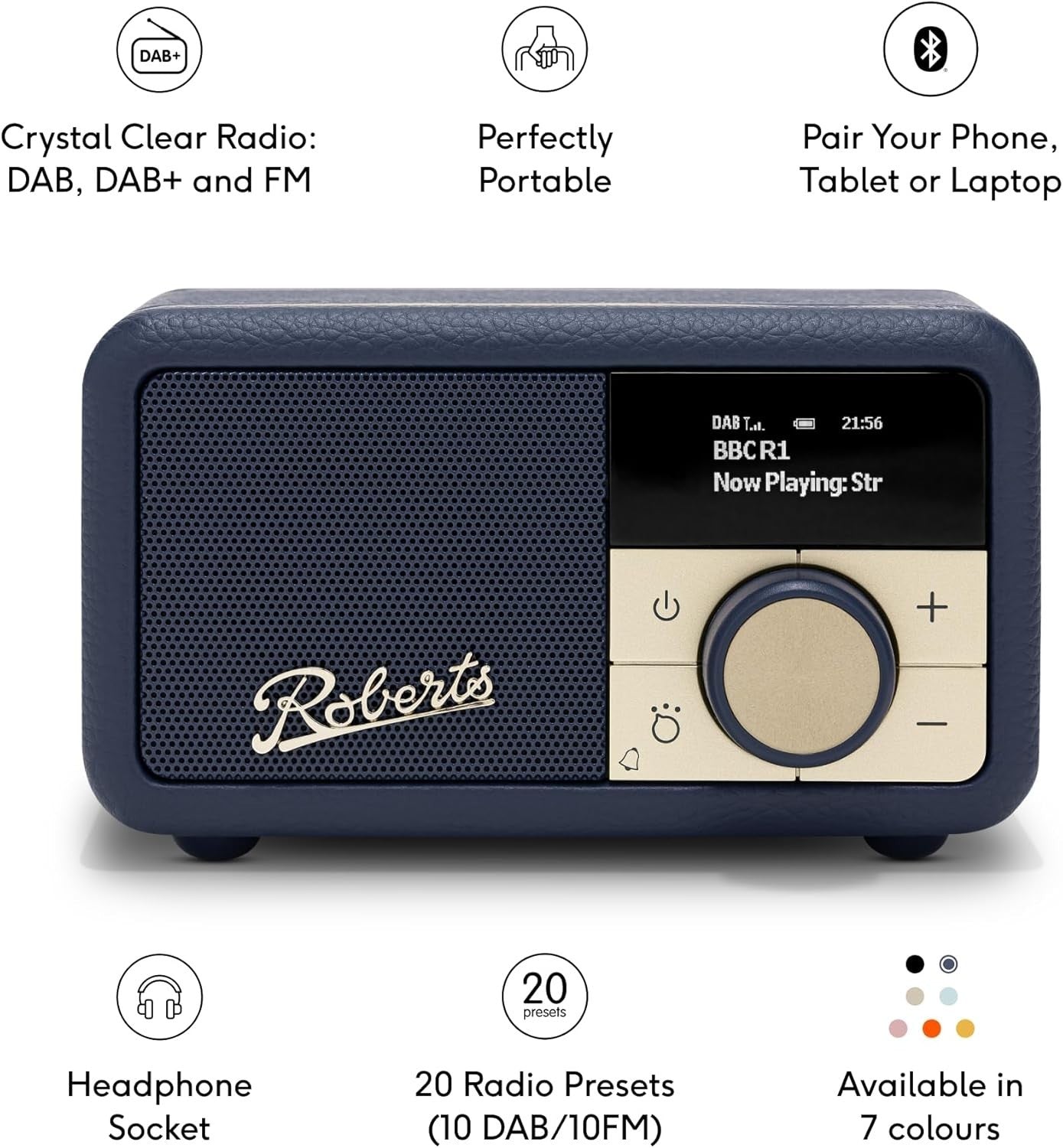 Portable FM DAB/DAB+ Digital Radio Bluetooth Speaker Midnight Blue